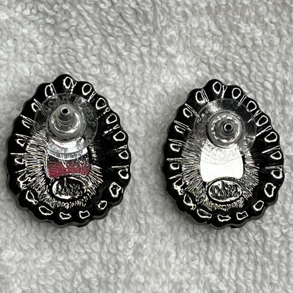 Vintage Joan Rivers Yellow Teardrop Crystal stud Earrings With Rhinestone Accent - Picture 2 of 4